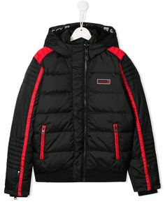 Givenchy Kids пуховик с меховой отделкой на капюшоне