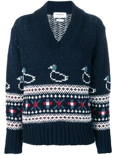 Thom Browne свободный пуловер вязки фэр-айл с узором с утками