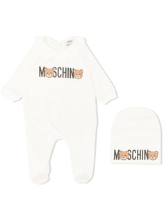 Moschino Kids пижама Teddy с логотипом и шляпой