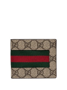 Gucci бумажник с узором GG Supreme и отделкой Web