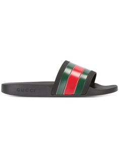 Gucci полосатые шлепанцы