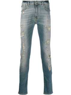 Represent джинсы скинни с эффектом потертости
