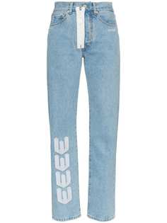 Off-White прямые джинсы с вышивкой
