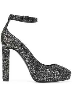 Saint Laurent туфли-лодочки на платформе с блестками
