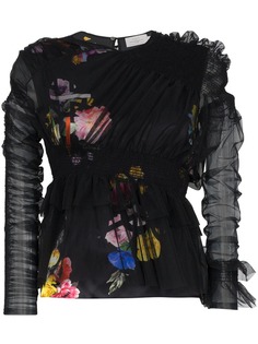 Preen By Thornton Bregazzi полупрозрачная блузка с цветочной отделкой