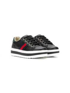 Gucci Kids кроссовки на платформе с отделкой Web