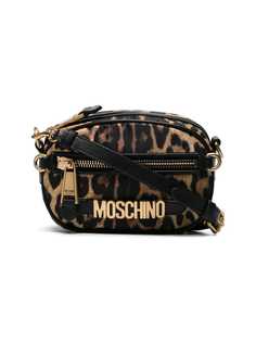 Moschino сумка через плечо с леопардовым принтом и металлическим логотипом