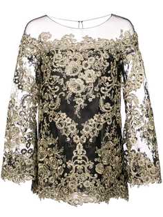 Marchesa топ с вырезом "лодочка" вышитого дизайна