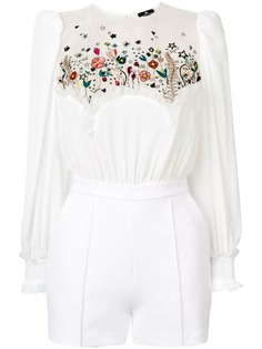 Elisabetta Franchi джинсовый комбинезон с цветочной вышивкой