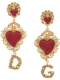 Dolce & Gabbana серьги в форме сердца с логотипом