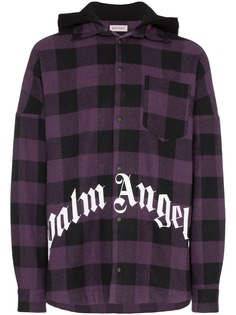 Palm Angels клетчатая рубашка с капюшоном
