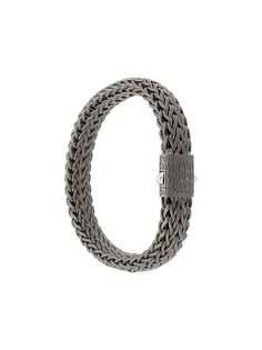 John Hardy Silver and Black Rhodium Classic Chain Flat Chain Bracelet