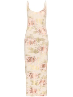 Paco Rabanne платье миди в рубчик с цветочным узором