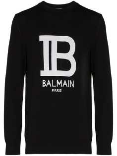 Balmain джемпер вязки интарсия с логотипом