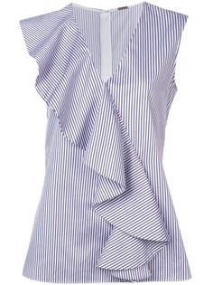 Adam Lippes блузка в полоску с оборкой
