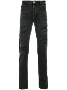Philipp Plein прямые джинсы с эффектом поношенности