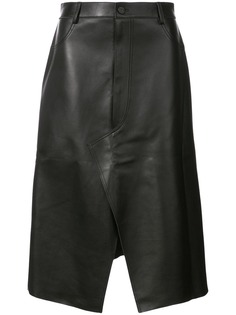 Dion Lee кожаная юбка с декоративной строчкой в тон