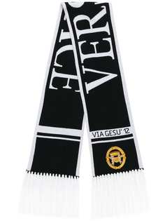 Versace шарф с логотипом и бахромой