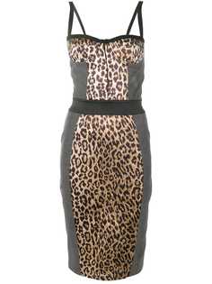 Dolce & Gabbana Pre-Owned джинсовое платье-бюстье и леопардовым принтом