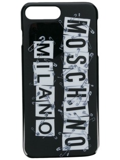 Moschino чехол для iPhone 7 Plus с принтом логотипа и булавок