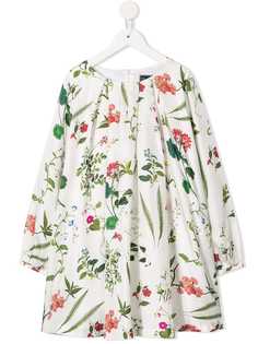 Oscar De La Renta Kids платье с длинным рукавами и цветочным принтом