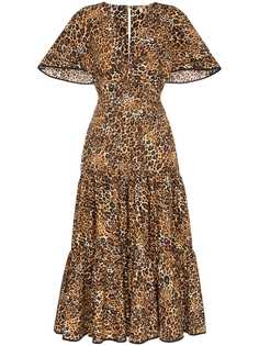 Johanna Ortiz платье миди с оборками и леопардовым принтом