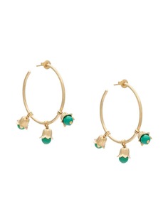 Aurelie Bidermann круглые серьги с тюльпанами из зеленых бусин