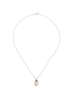 Loren Stewart 14K gold and pearl emerald pendant necklace