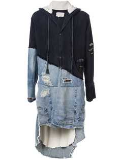 Greg Lauren удлиненная куртка с вставками из денима