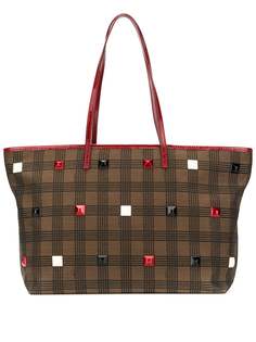 Fendi Pre-Owned сумка-тоут в клетку с заклепками