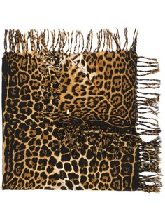 Saint Laurent шарф с леопардовым принтом