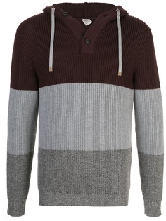 Eleventy джемпер в стиле колор-блок с капюшоном