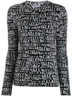 Balenciaga топ с круглым вырезом и логотипом