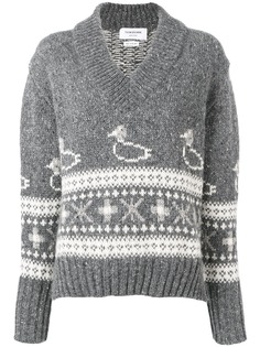 Thom Browne свободный пуловер вязки фэр-айл с узором с утками