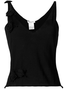 Christian Dior блузка без рукавов с цветочной аппликацией