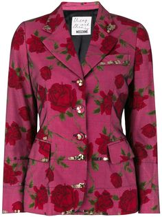 Moschino Pre-Owned облегающий пиджак с цветочным принтом