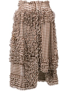 Comme Des Garçons Pre-Owned юбка в клетку гингем с рюшами