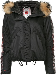 Kru куртка-бомбер с меховой отделкой на капюшоне