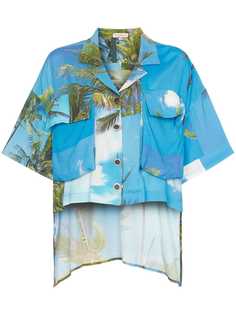 Natasha Zinko рубашка с асимметричным подолом и гавайским принтом