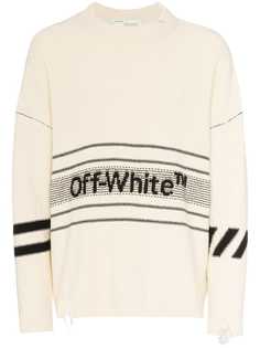 Off-White вязаный джемпер с логотипом