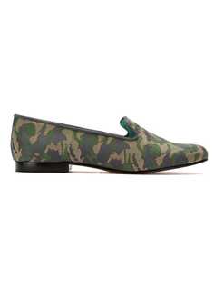 Blue Bird Shoes leather and cotton jacquard loafers