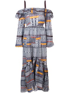 lemlem платье Kente с оборками и открытыми плечами
