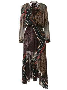 Preen Line платье асимметричного кроя с миксом принтов