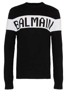 Balmain джемпер с логотипом вязки интарсия