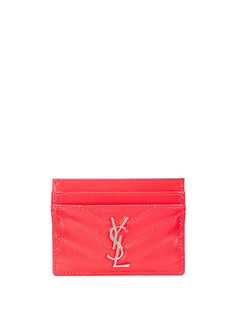 Saint Laurent стеганый картхолдер с монограммой
