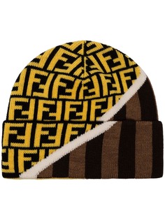 Fendi шапка бини вязки интарсия с логотипом FF