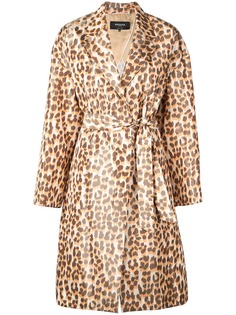 Rochas пальто с поясом и леопардовым принтом