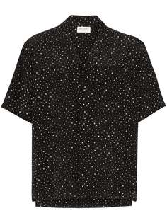 Saint Laurent декорированная рубашка с короткими рукавами