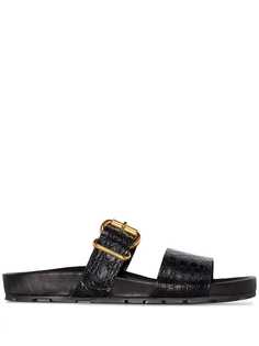 Prada double strap croc-effect sandals