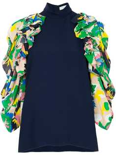 Delpozo блузка с контрастными рукавами